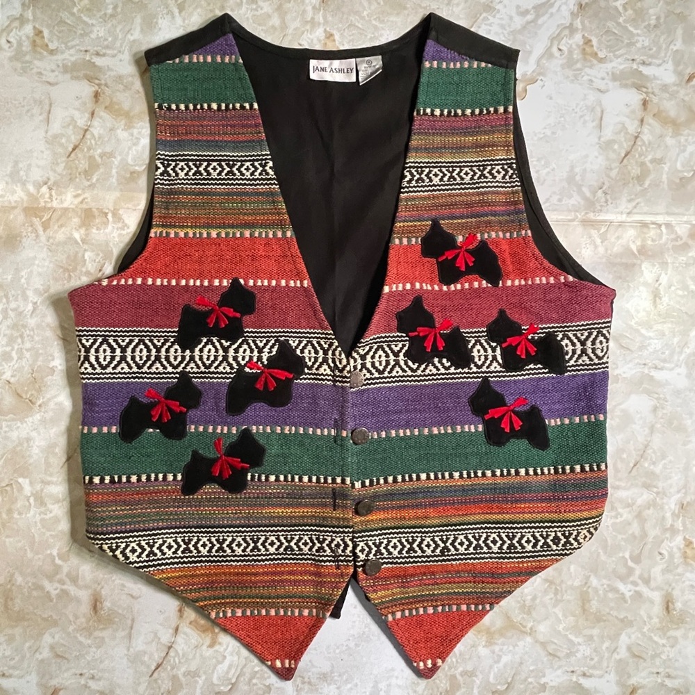 Jane Ashley Women’s Vest Schnauzers with bows Size Medium